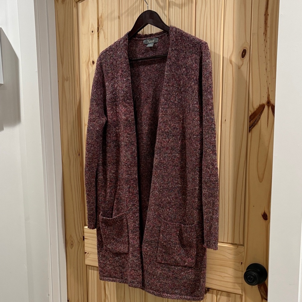 Natural Reflections Burgundy Open-Front Cardigan